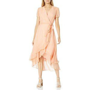 BETSEY JOHNSON Ruffle Leopard Print Wrap Dress - Size 8